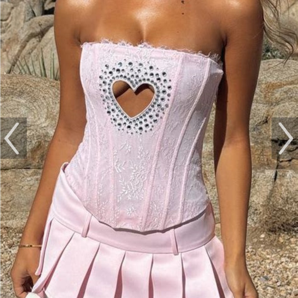 Brand new wi tags Pink Strapless Heart Cutout Top from Whitefox